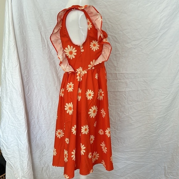 Daisy Ruffle Orange/Yellow Baby Doll Midi Sz S - Picture 5 of 12